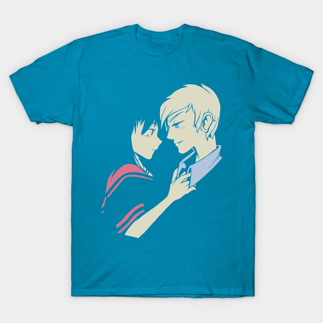 Romantic Lovers Couple Anime Cartoon Girlfriend Love Gift T-Shirt by peter2art